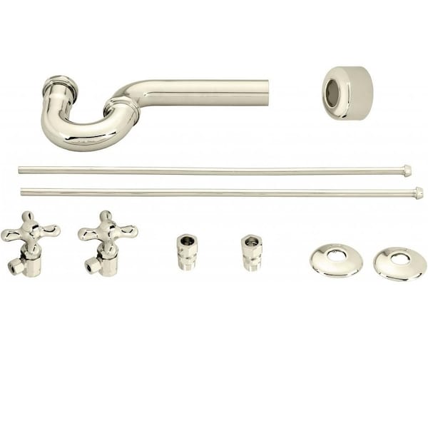 Westbrass Traditional Pedestal Lavatory Kit - Cross Handles in Polished Nickel D1838L-05 - main